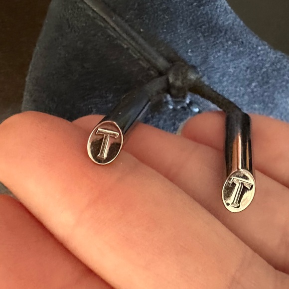 TODS Tod's Dark Navy Blue Suede Ballerina Ballet Flats Almond Toe Tassels - Picture 7 of 7